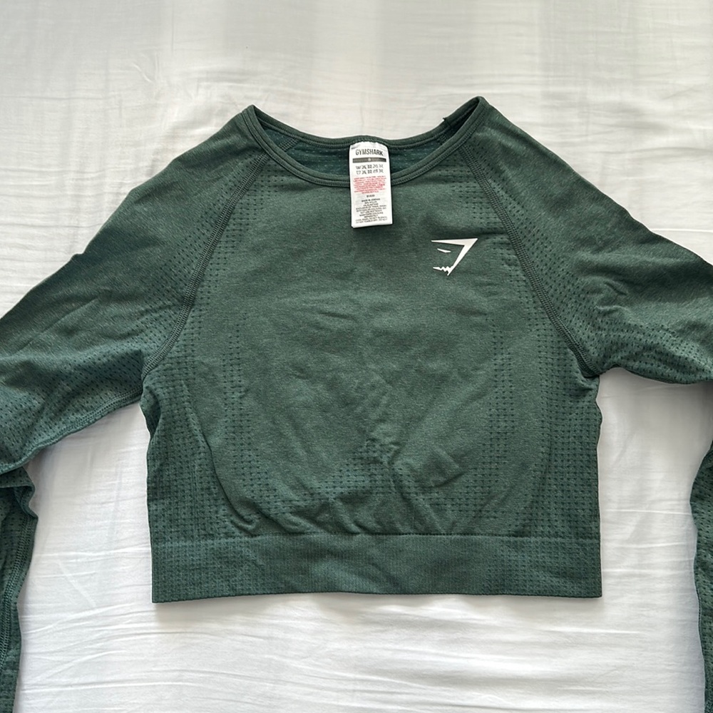 Gymshark Vital Seamless Green Marl Long Sleeve Crop